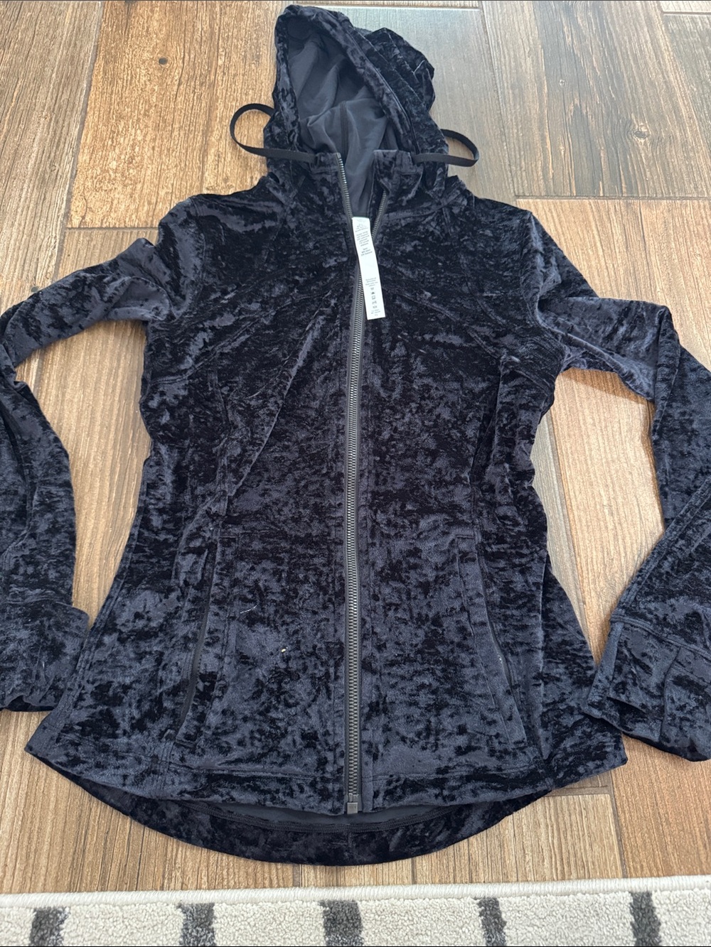 Lululemon Black Velvet Hooded Zip Jacket size 6